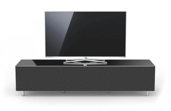Spectral Just-Racks, breites TV Möbel, schwarz, TV freistehend, mit Stofffront: schwarz
